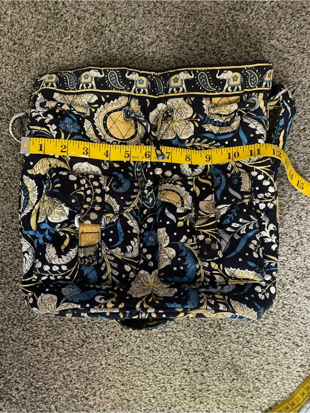 Vintage Vera Bradley "Ellie Blue" Quilted Bucket Bag - Retired Print - Picture 3 of 5